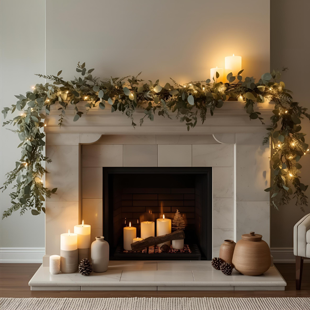 LED Winter Garland with Eucalyptus & Lamb’s Ear