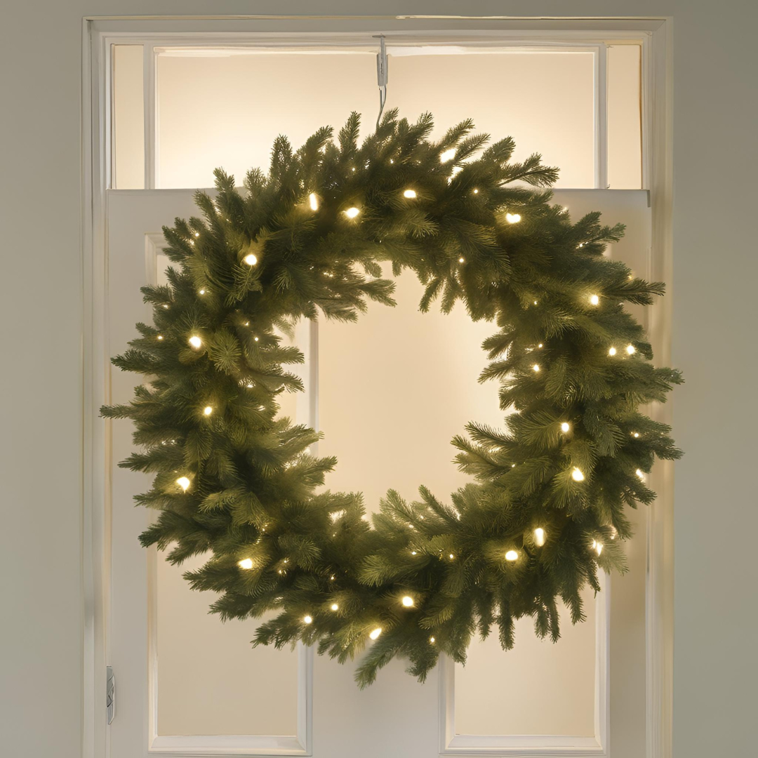 Pre-Lit Woodland Fir Christmas Wreath with 100 LED Lights