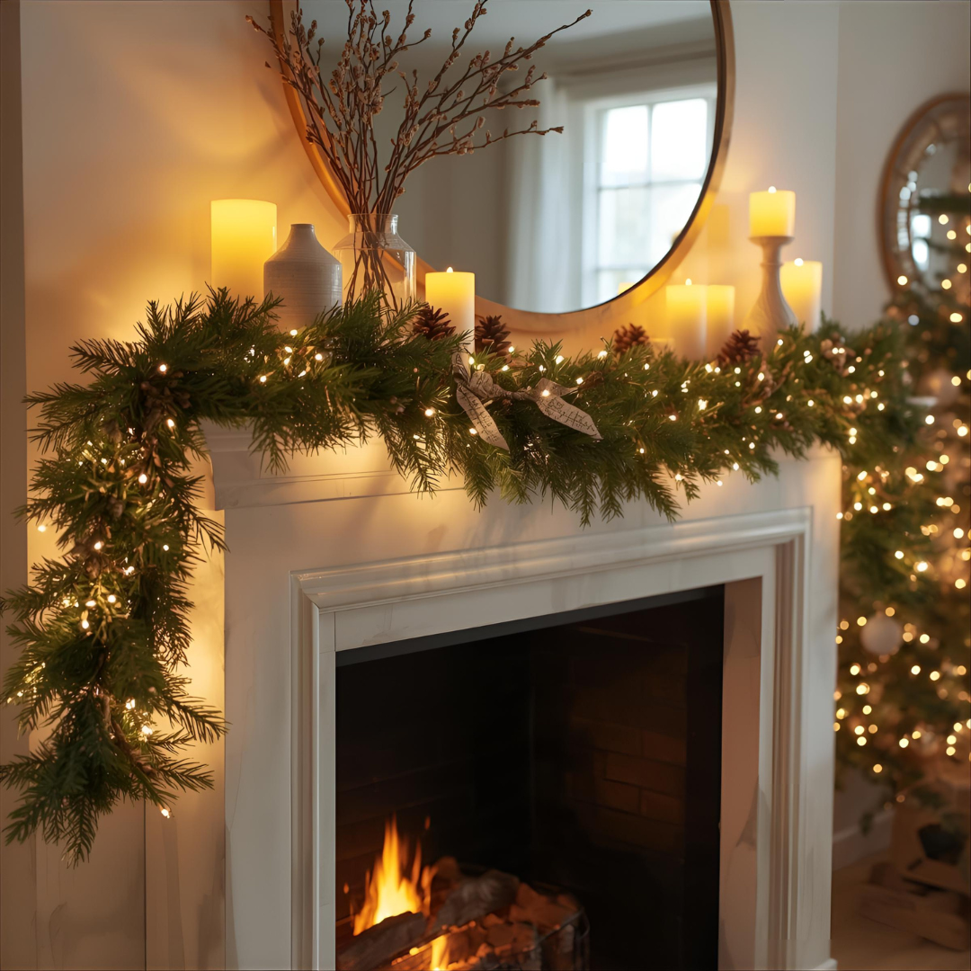 Pre-Lit Woodland Fir Christmas Garland with 200 LED Lights