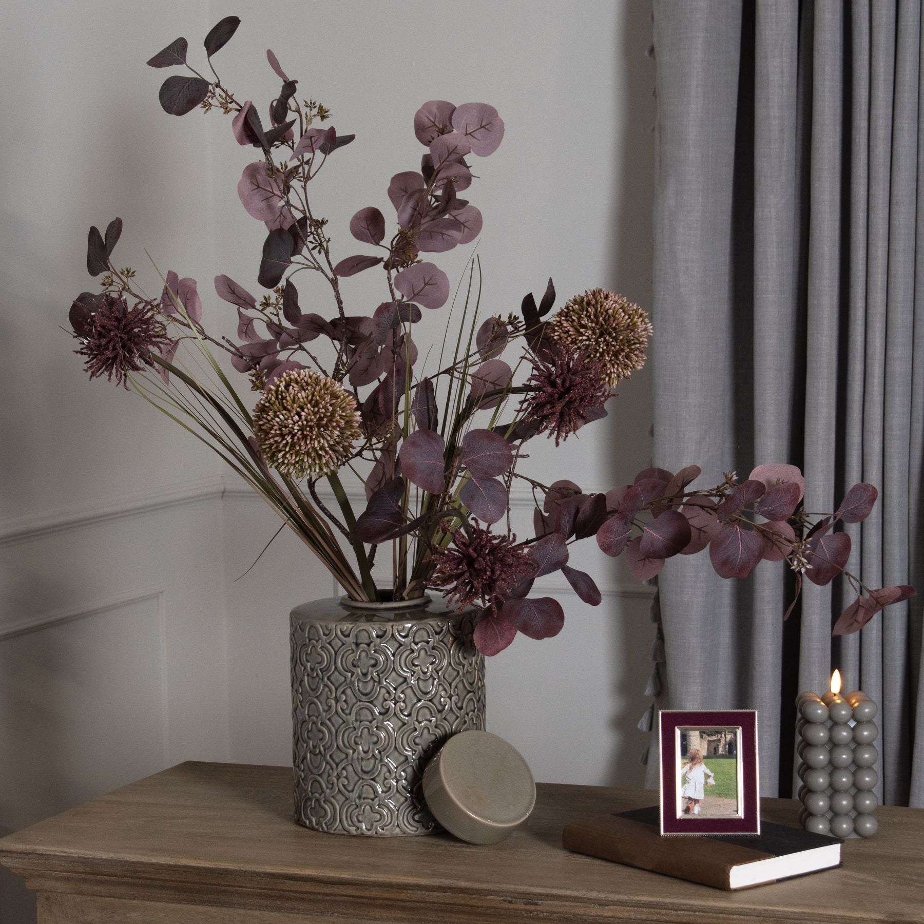 Burgundy Berried Eucalyptus Stem