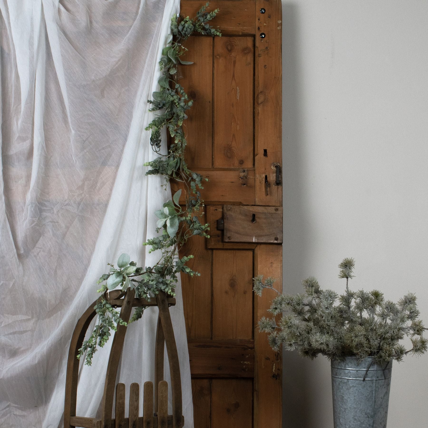 LED Winter Garland with Eucalyptus & Lamb’s Ear