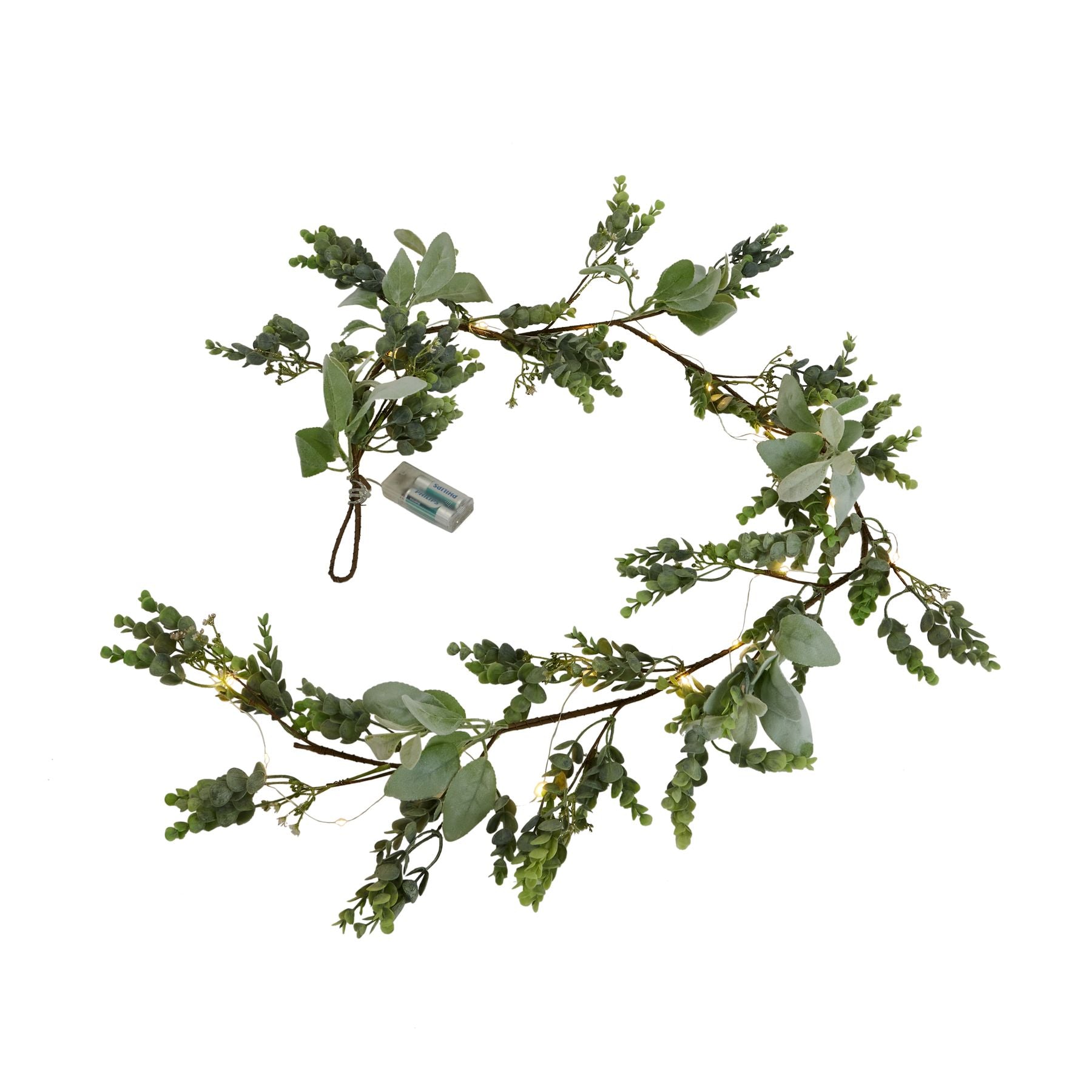 LED Winter Garland with Eucalyptus & Lamb’s Ear
