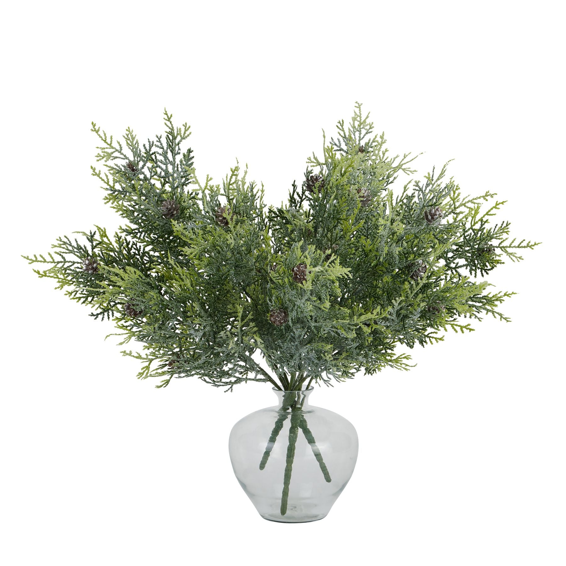 Frosted Pine Stem with Pinecones