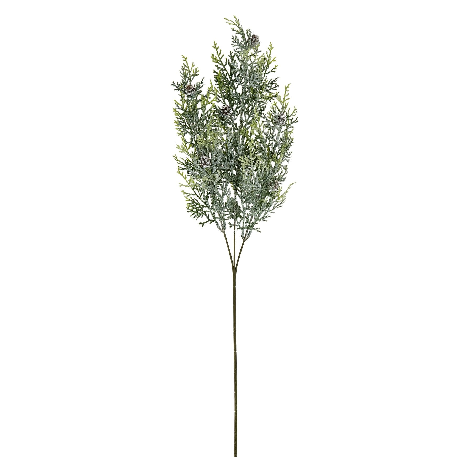 Tall Frosted Pine Stem with Pinecones