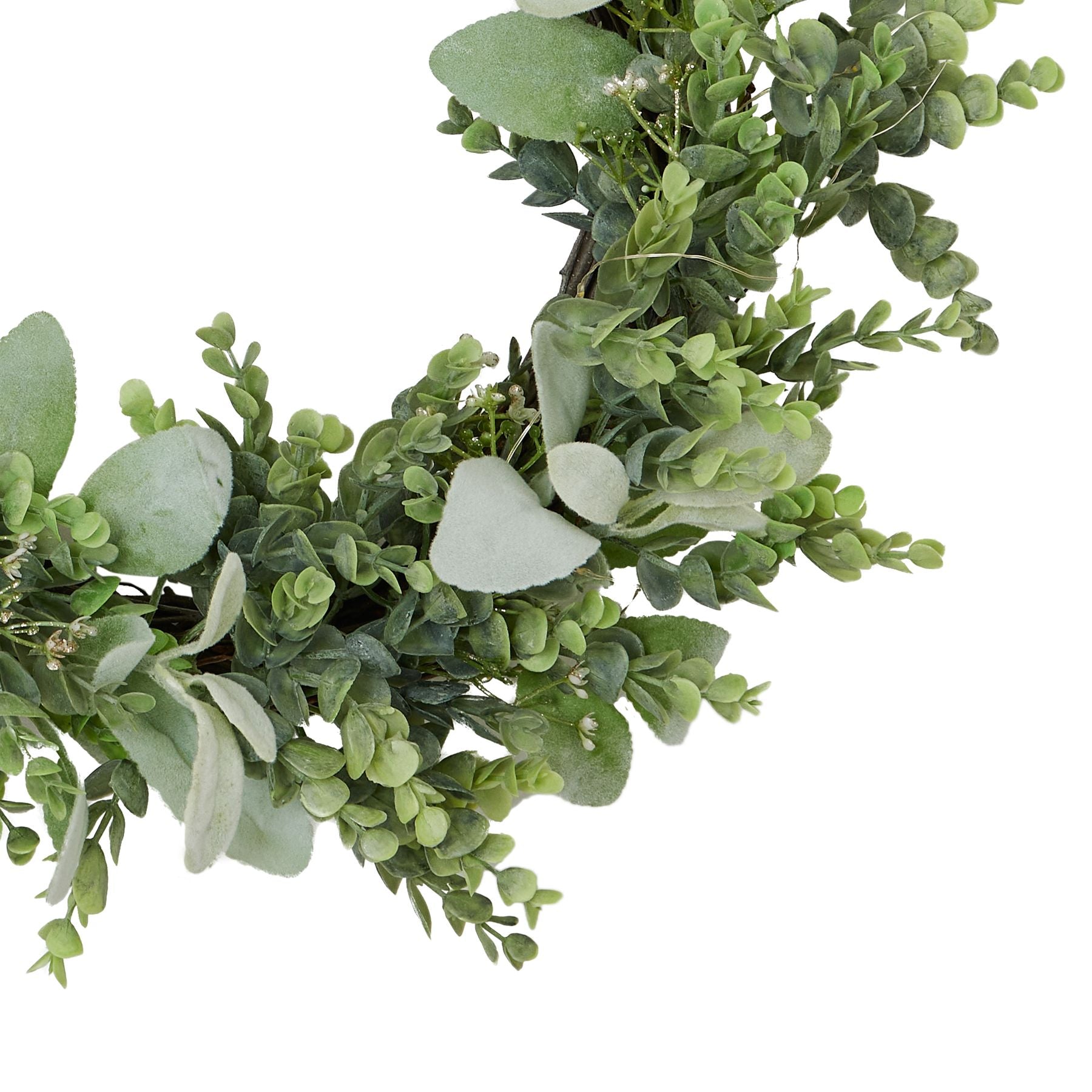 LED Winter Wreath with Eucalyptus & Lamb’s Ear