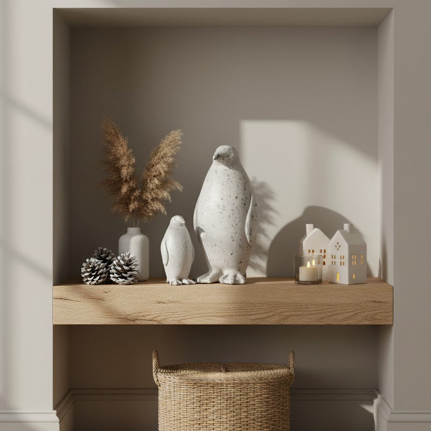 Frosted Grey Penguin Sculpture (Small)