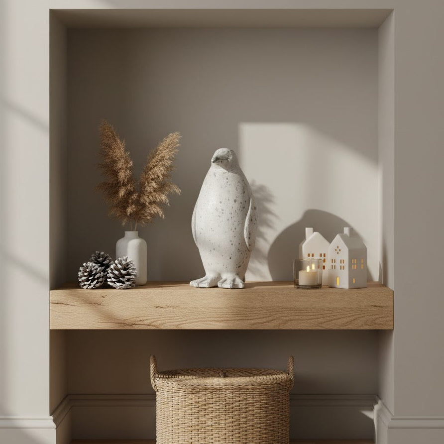 Frosted Grey Penguin Sculpture (Medium)