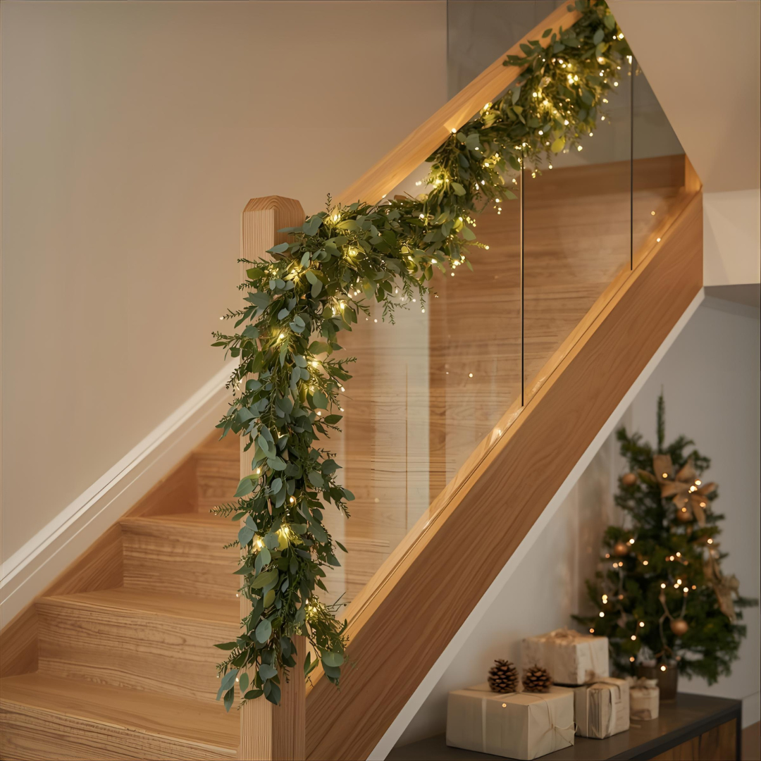 LED Winter Garland with Eucalyptus & Lamb’s Ear