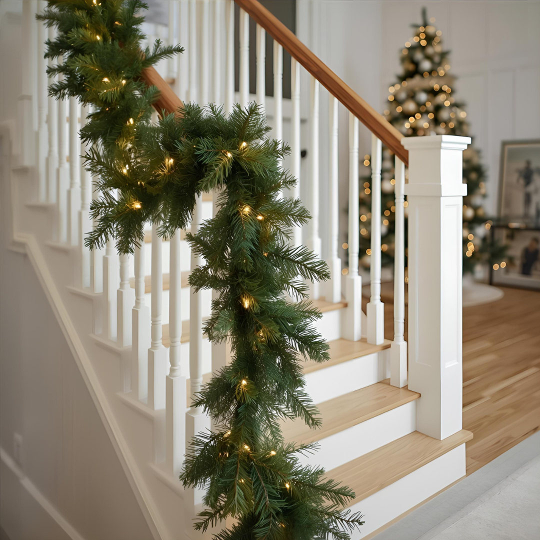 Pre-Lit Woodland Fir Christmas Garland with 200 LED Lights