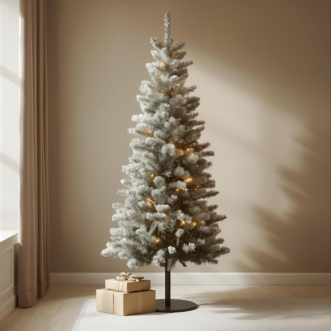 7ft Slim Snow-Dusted Woodland Pre-Lit Tree (200 Warm LEDs)