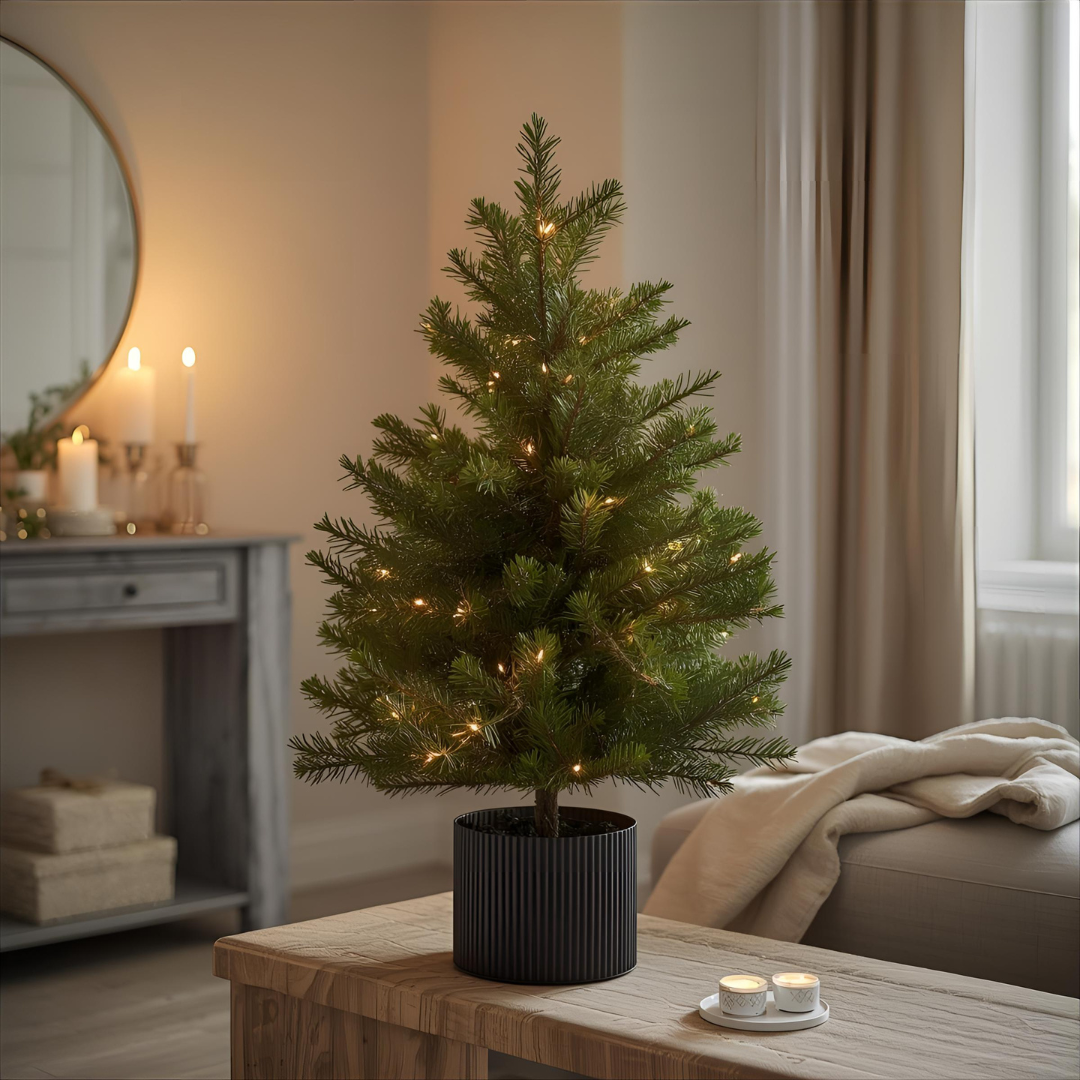 3ft Everra Green Woodland Fir Pre-Lit 300 LED Tree in Pot