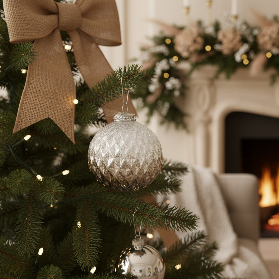 Frosted Coffee Detailed Glass Bauble
