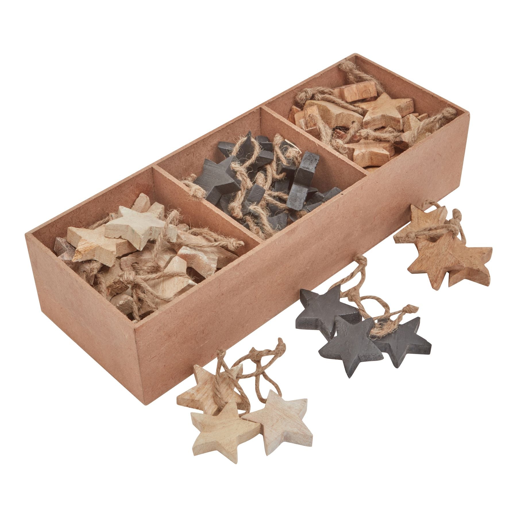 Natural Wooden Star Ornaments - Set of 90