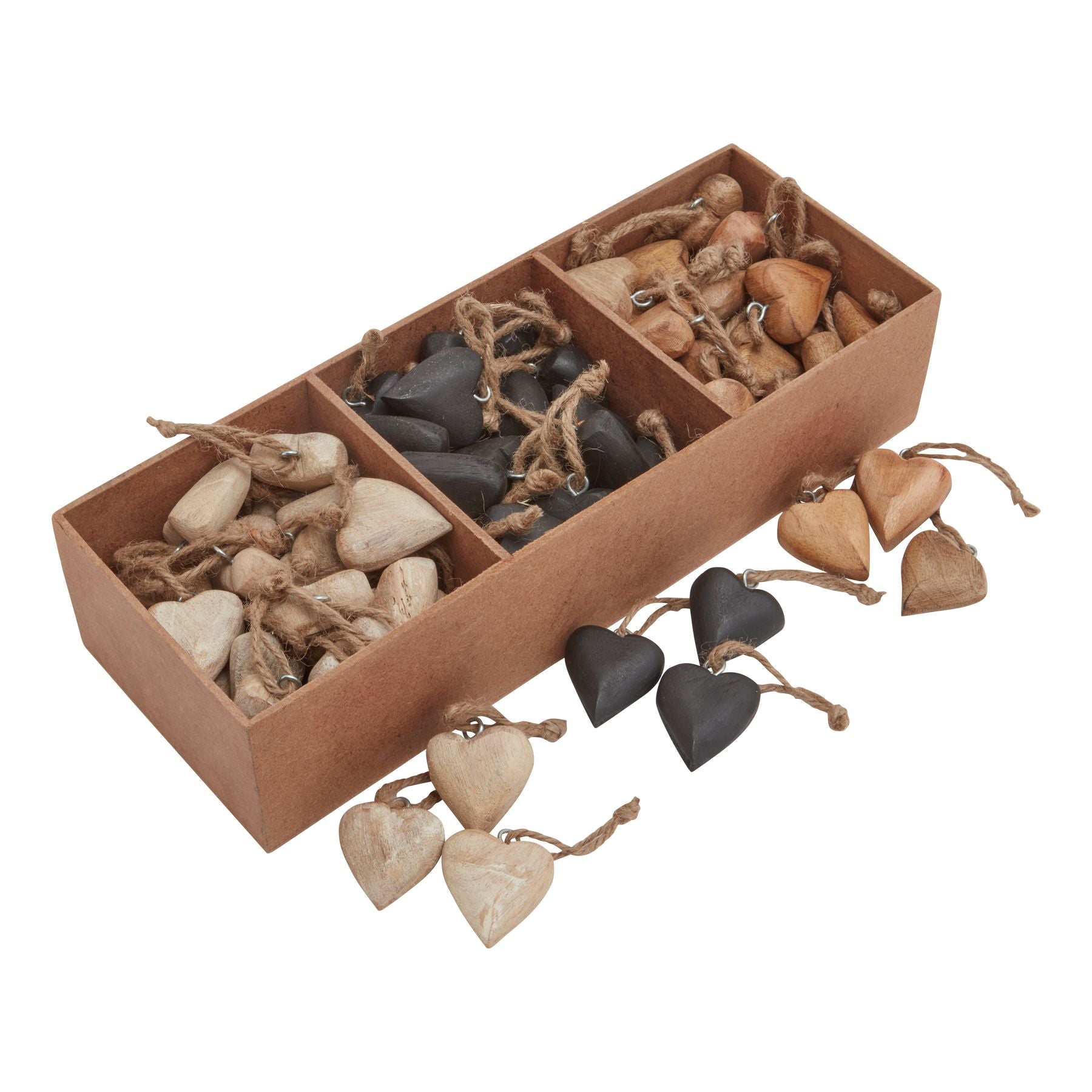 Natural Wooden Heart Ornaments - Set of 90