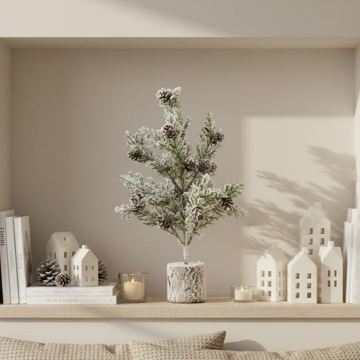 Mini Snowy Fir Tree with Pinecones