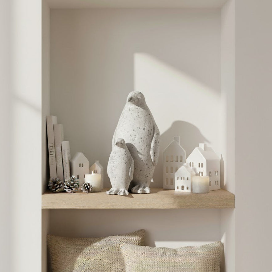 Frosted Grey Penguin Sculpture (Small)