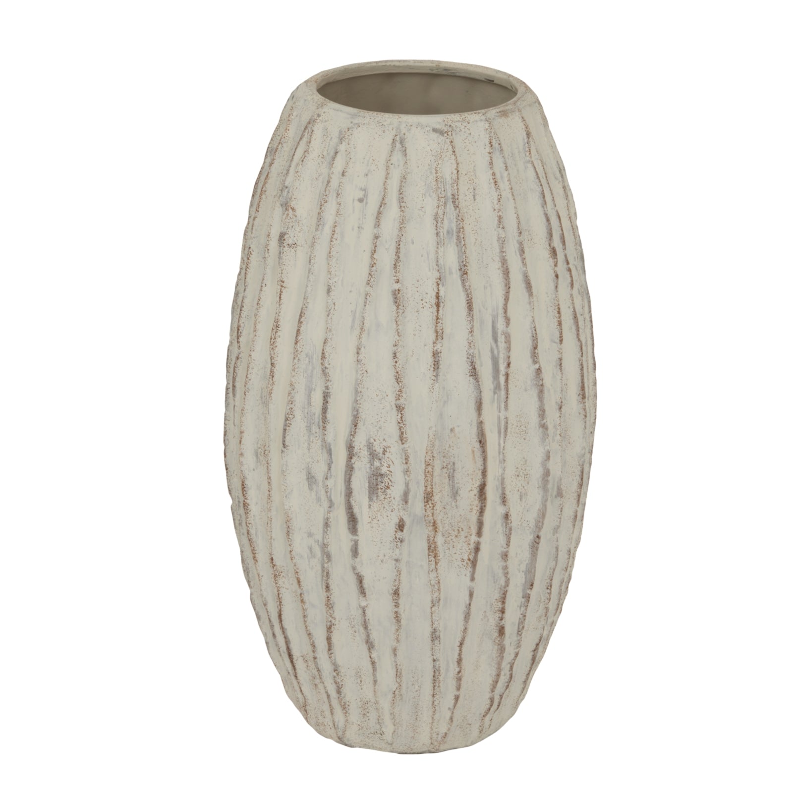 Contemporary Ribbed Large Decorative Vase
