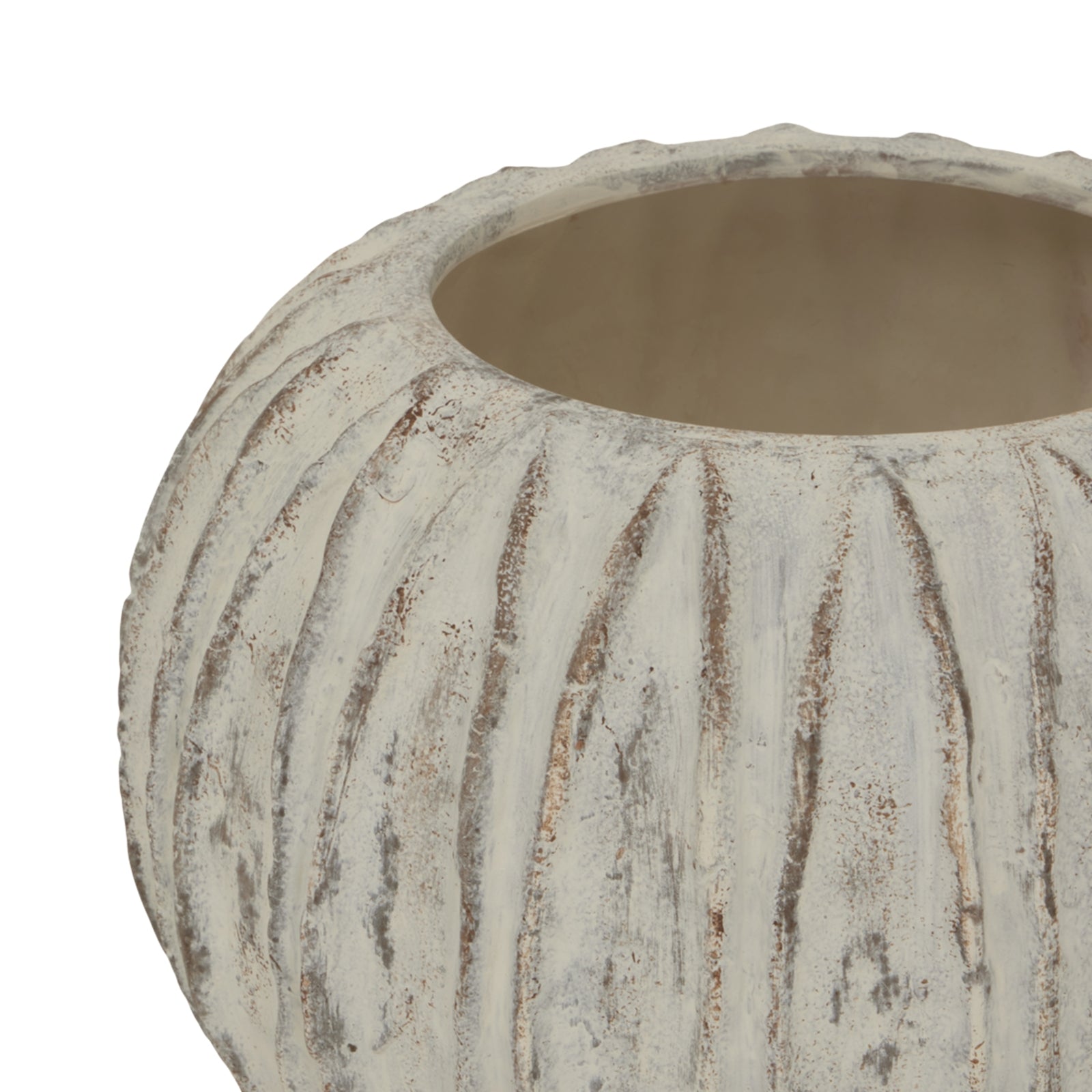 Contemporary Ribbed Round Decorative Vase