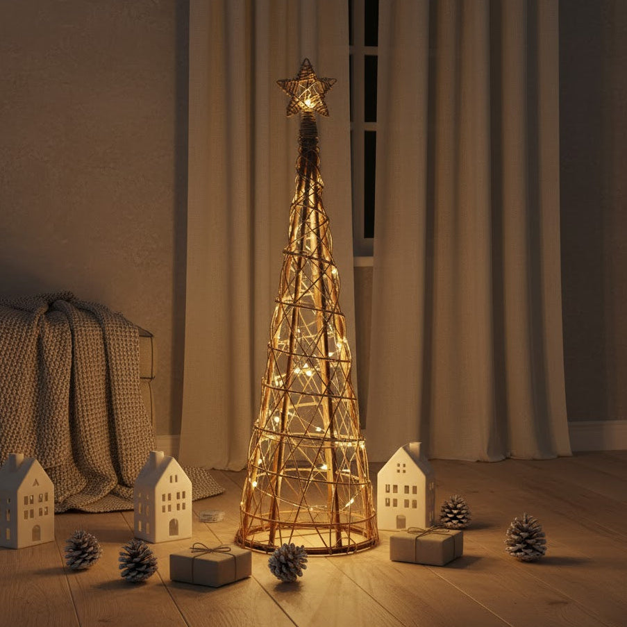 LED Wicker Star Christmas Tree (Medium)