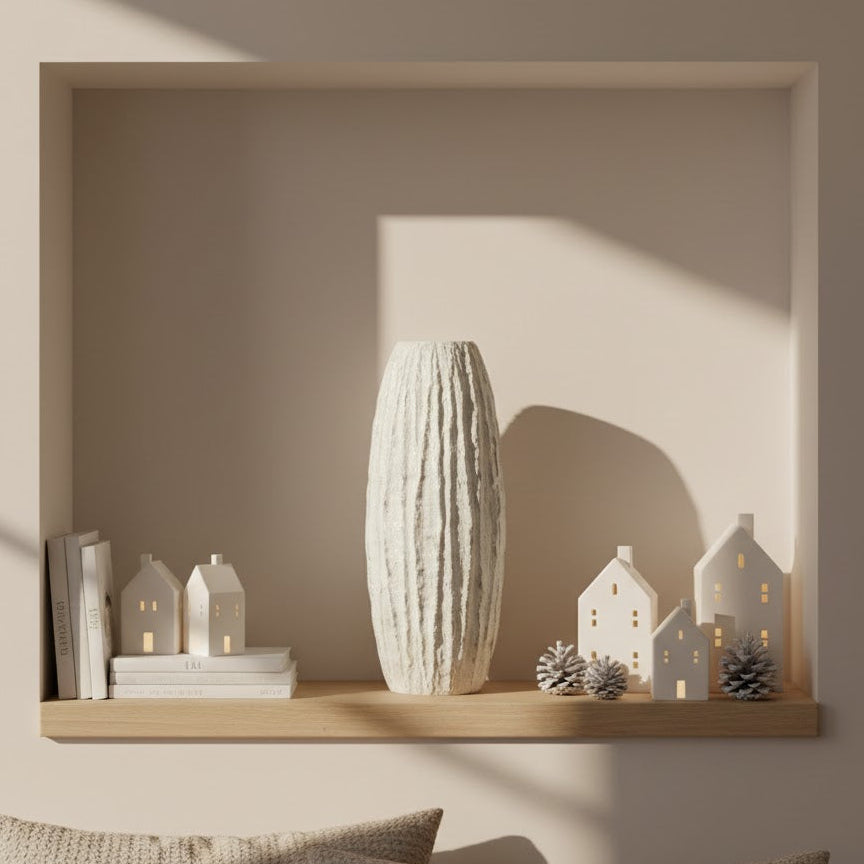 Contemporary Ribbed Tall Decorative Vase